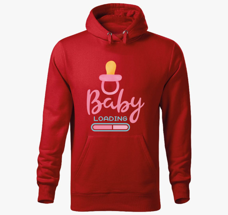 Baby loading rózsaszín kapucnis pulóver — Piros