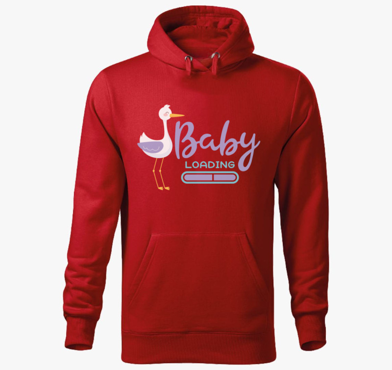 Baby loading gólyás kapucnis pulóver — Piros