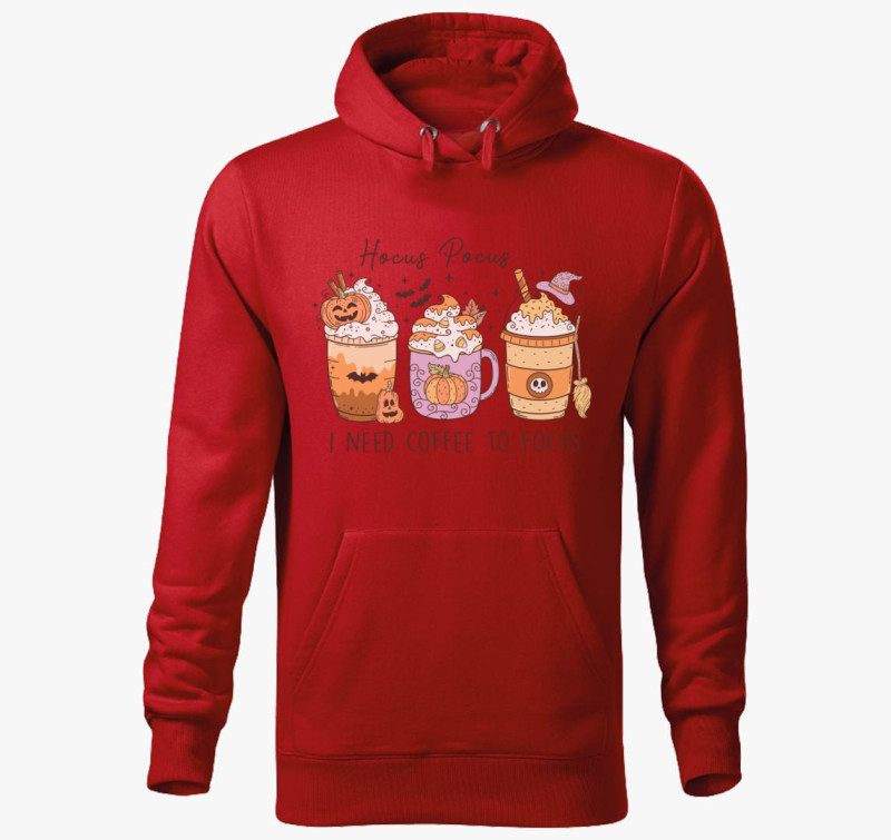 Hocus pocus coffee kapucnis pulóver — Piros