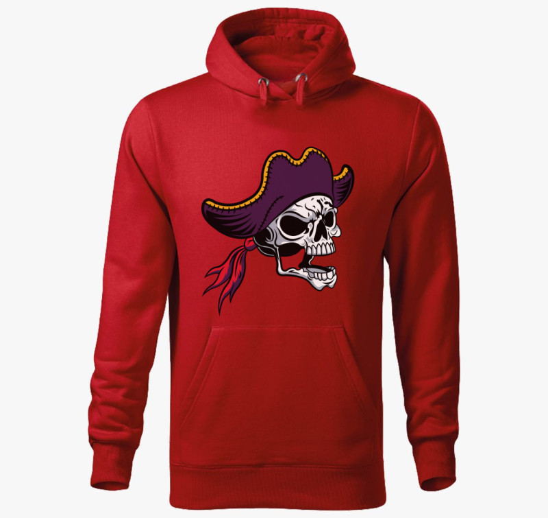 Pirate skull 5 kapucnis pulóver — Piros