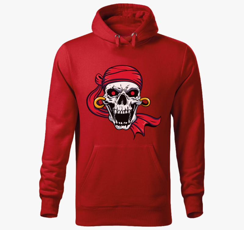 Pirate skull 8 kapucnis pulóver — Piros
