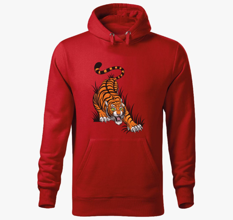 Tiger kapucnis pulóver — Piros