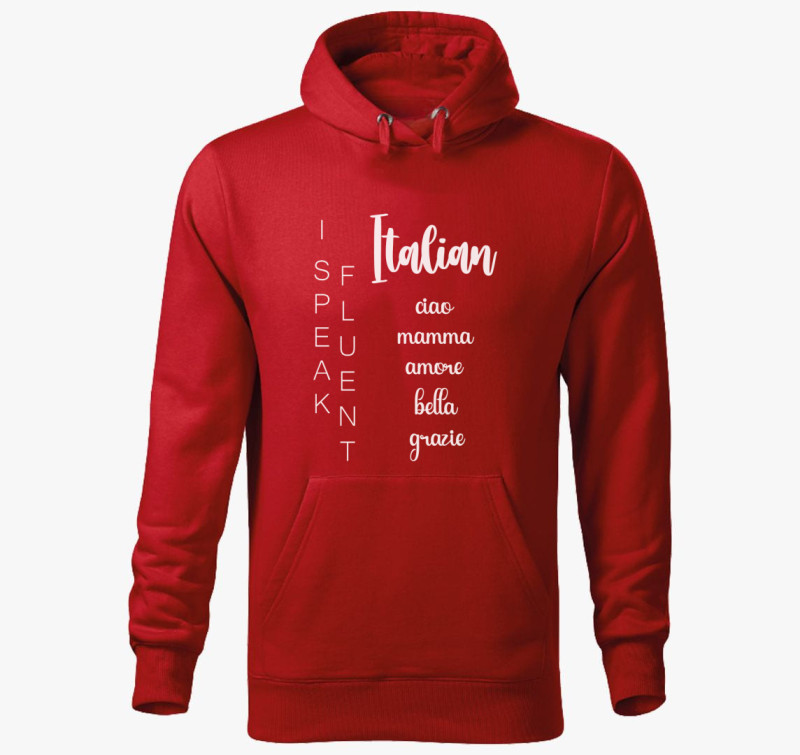 Fluent italian ciao kapucnis pulóver — Piros