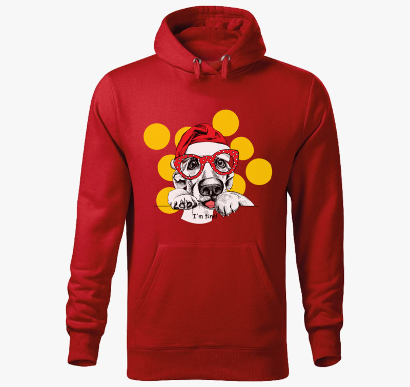 Fine santa dog kapucnis pulóver — Piros