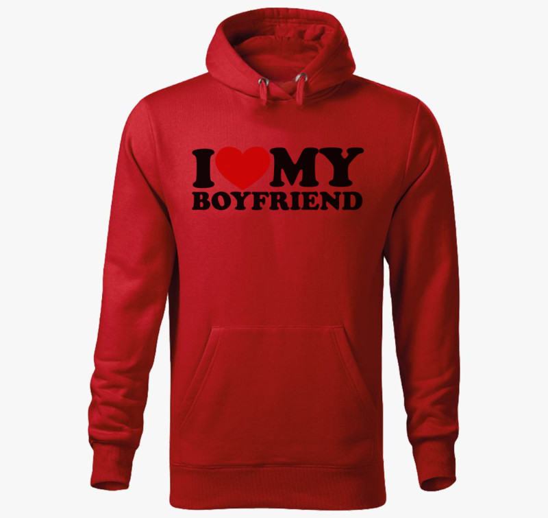 I love my boyfriend kapucnis pulóver — Piros