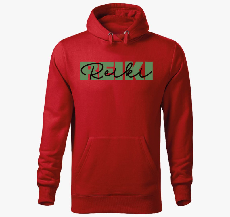 Reiki zöld kapucnis pulóver — Piros