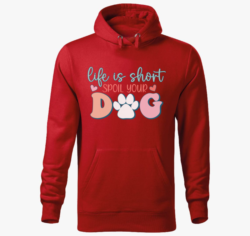 Dog spoil kapucnis pulóver — Piros