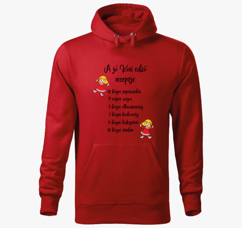 Kori edző kapucnis pulóver — Piros