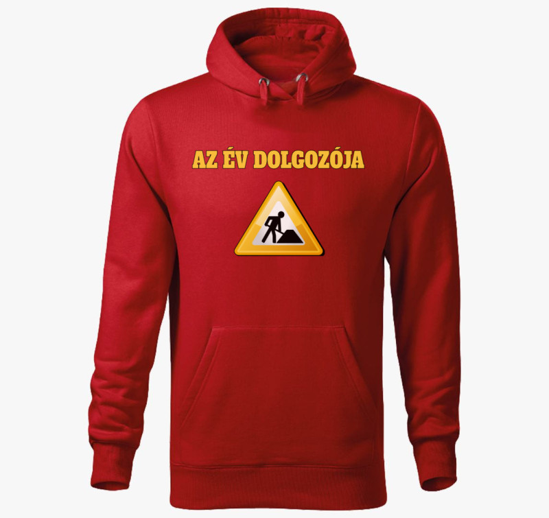 Az Év dolgozója kapucnis pulóver - Ideális a főnöknek, vagy alkalmazottaknak — Piros
