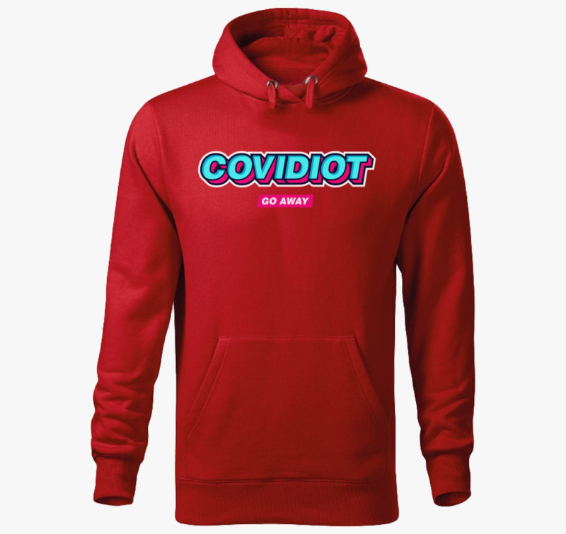 Covidiot kapucnis pulóver — Piros