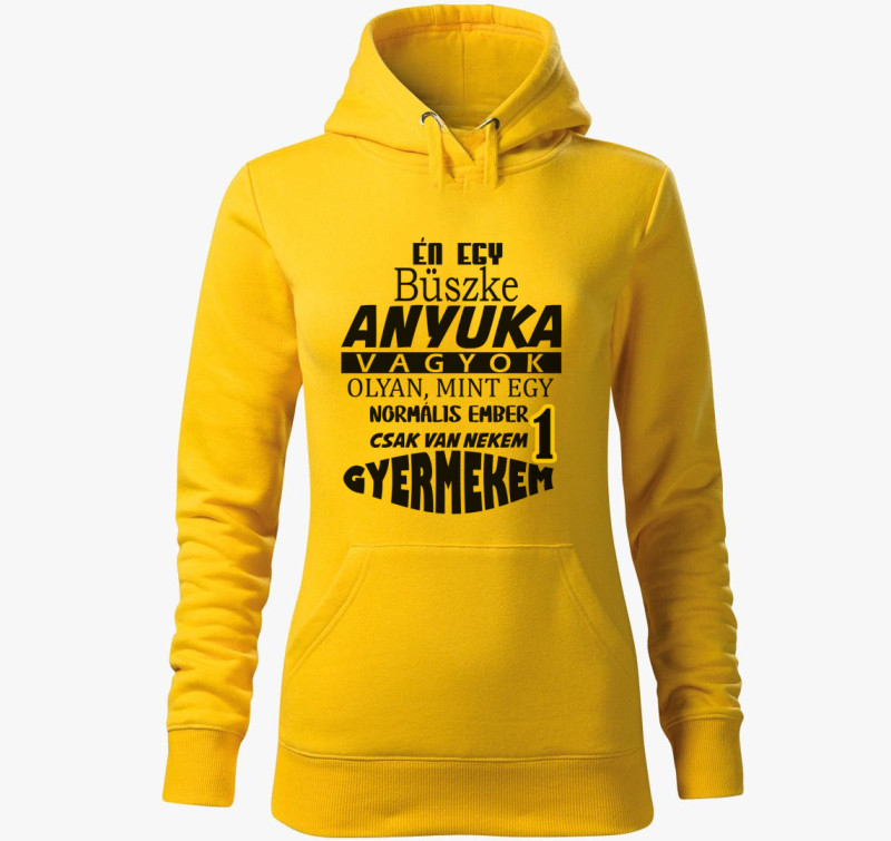Büszke Anya kapucnis pulóver — Sárga