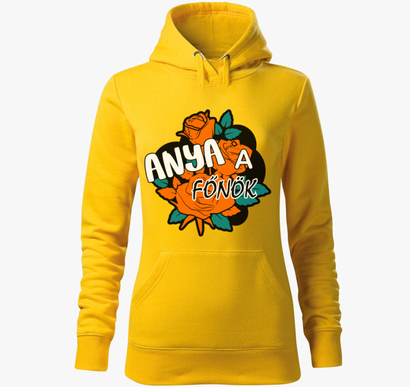 Anya a főnök kapucnis pulóver — Sárga