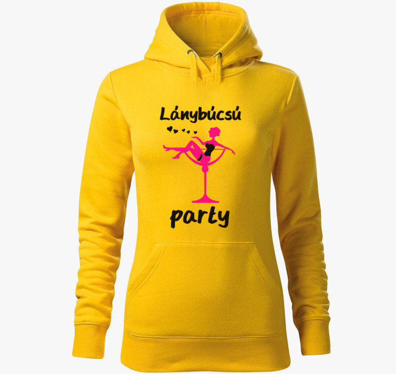 Lánybúcsú party kapucnis pulóver — Sárga