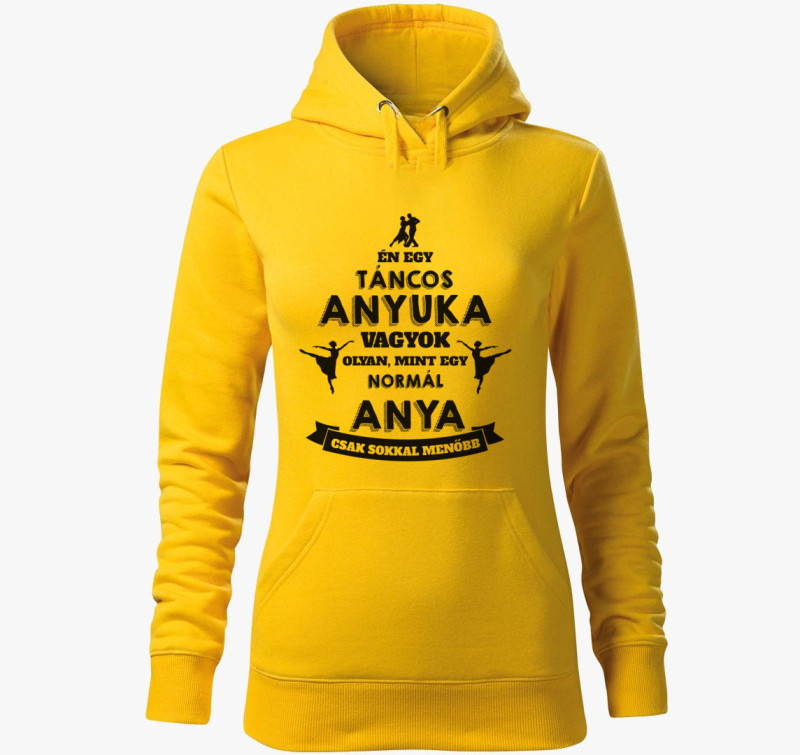 Táncos anyuka kapucnis pulóver — Sárga