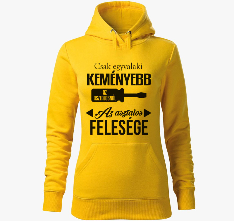 Asztalos feleség - asztalos kapucnis pulóver — Sárga