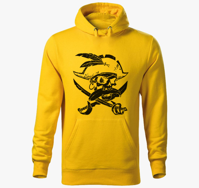 Pirate skull silhouette kapucnis pulóver — Sárga