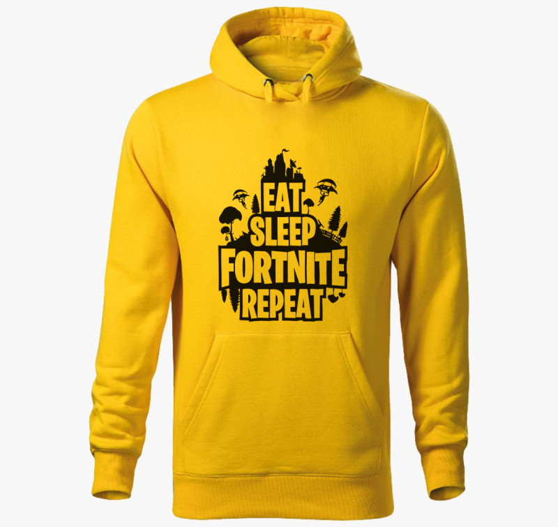 Eat sleep fornite repeat kapucnis pulóver — Sárga
