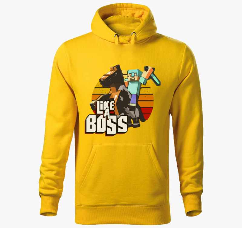 Minecraft Like a boss kapucnis pulóver — Sárga