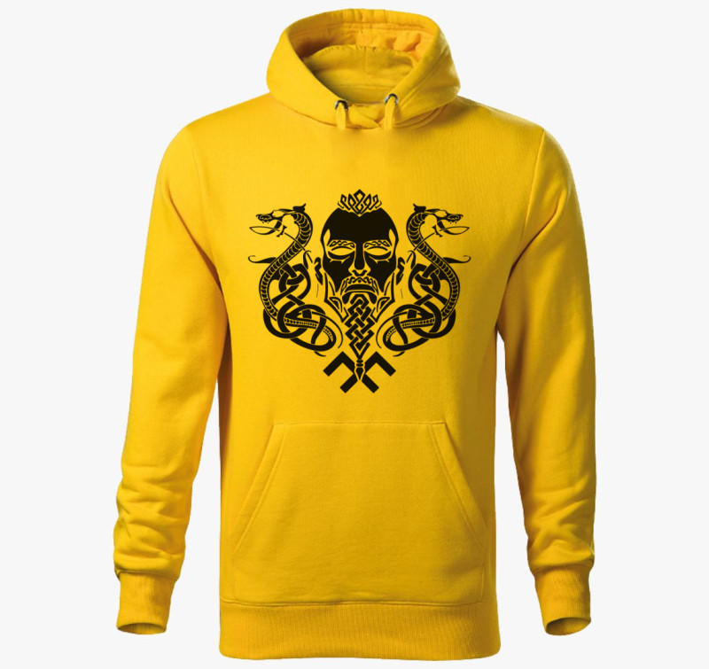 Valhalla viking kapucnis pulóver — Sárga