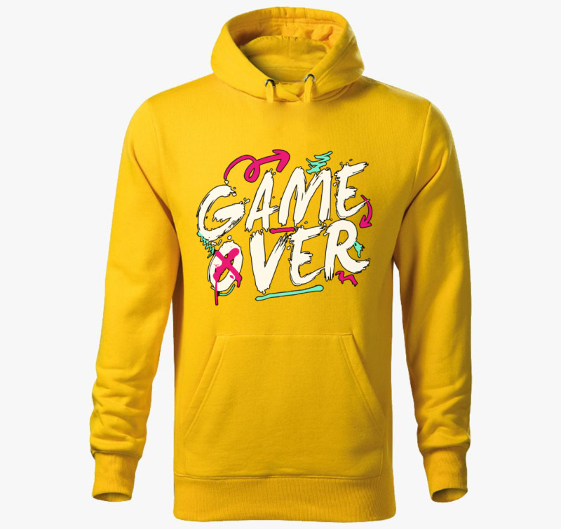 GameOver feliratos kapucnis pulóver — Sárga