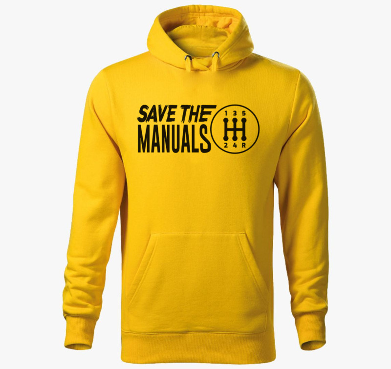 Save the manuals kapucnis pulóver — Sárga