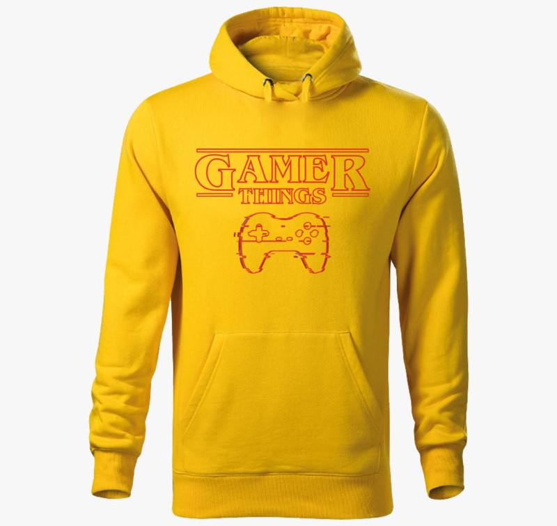 Gamer Things kapucnis pulóver — Sárga