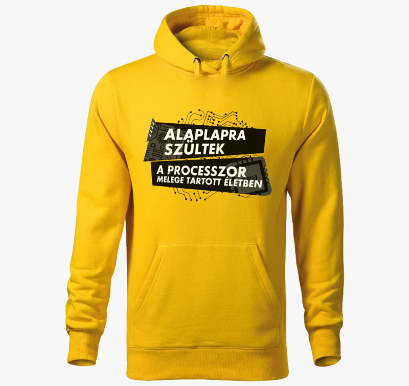 Alaplapra szültek kapucnis pulóver — Sárga