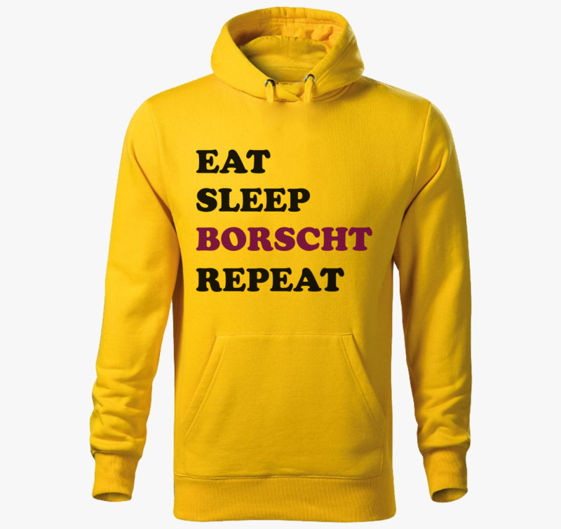 Eat Sleep Borscs kapucnis pulóver — Sárga