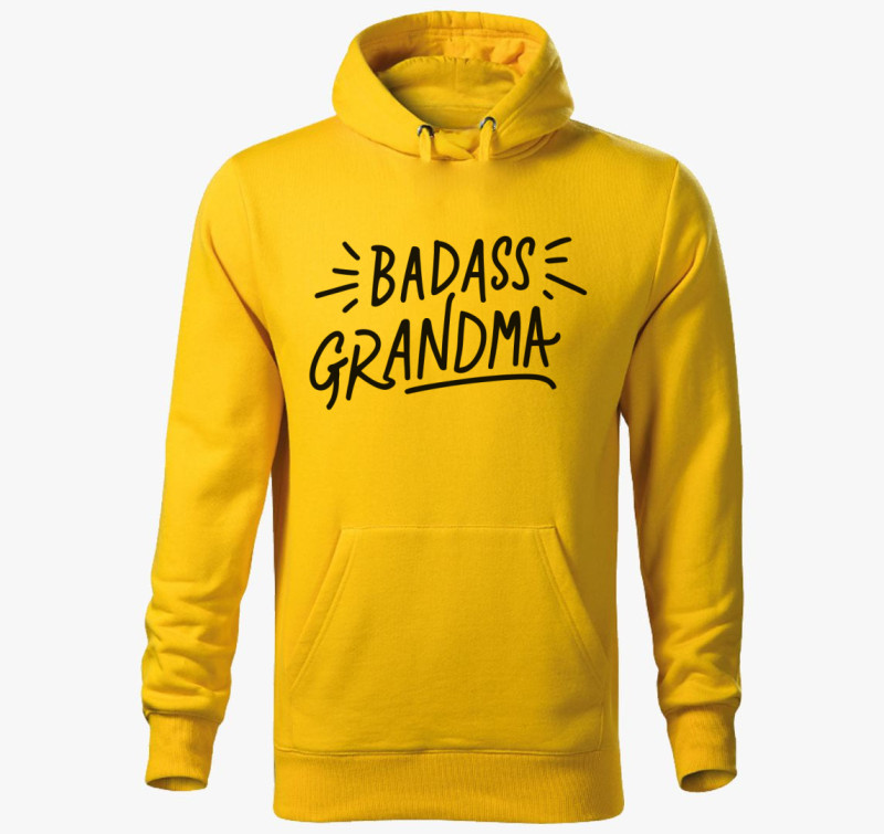 Badass Grandma kapucnis pulóver — Sárga