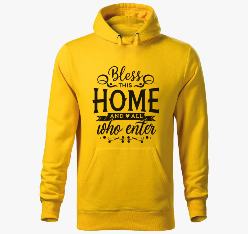 Bless this home kapucnis pulóver — Sárga