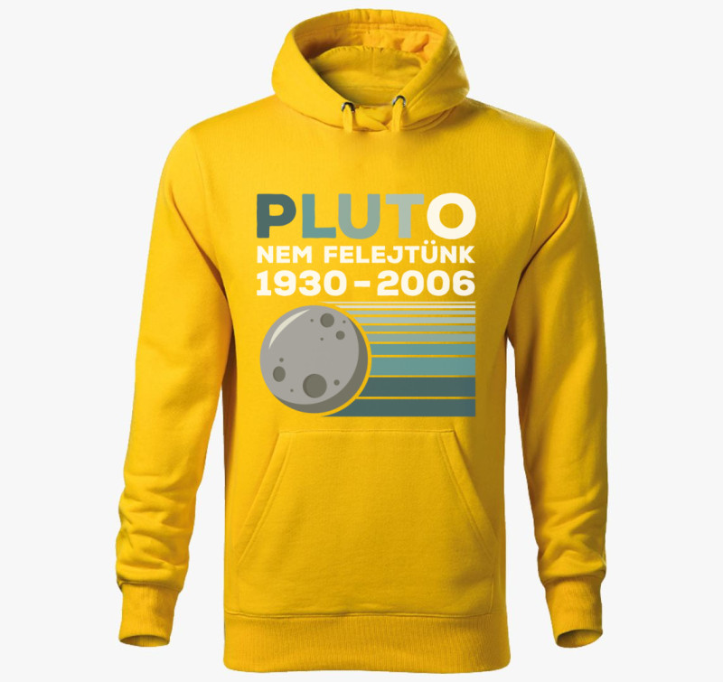 Pluto bolygó emlék kapucnis pulóver — Sárga