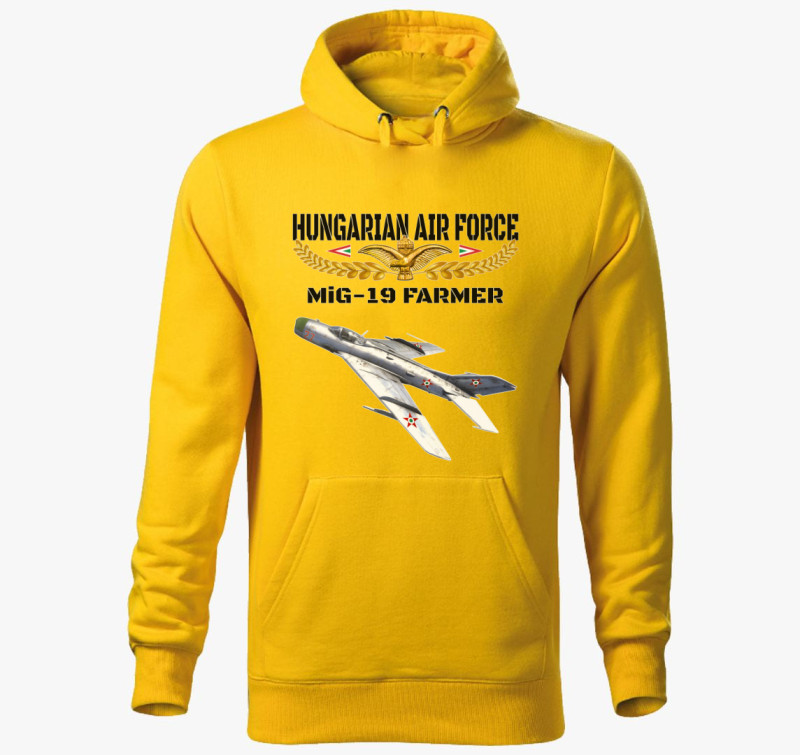Aranysas MiG-19 kapucnis pulóver — Sárga