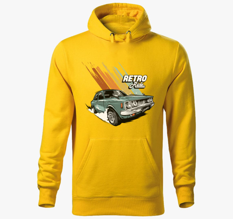 Retro Ride Autós design kapucnis pulóver — Sárga