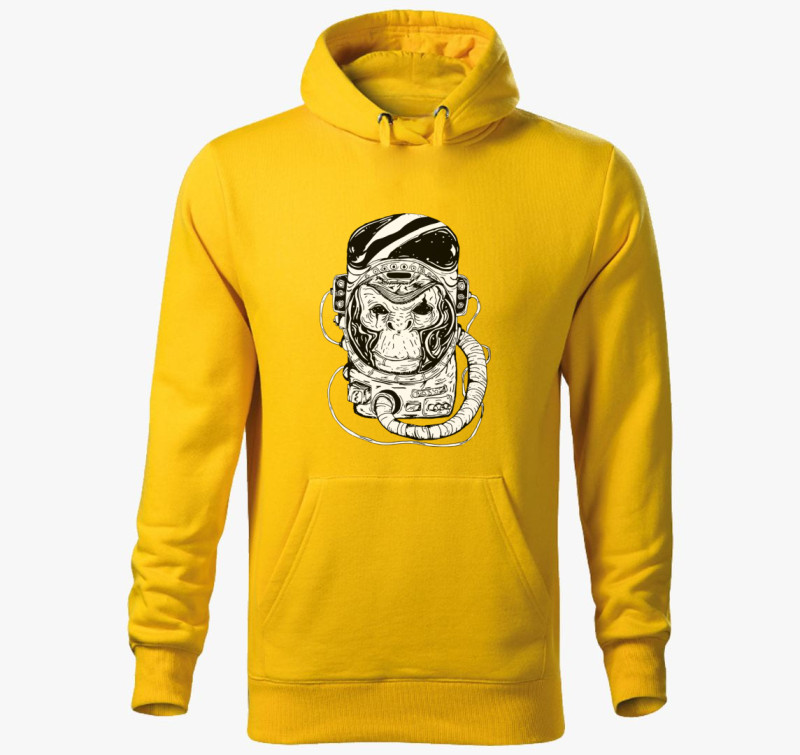Space monkey kapucnis pulóver — Sárga