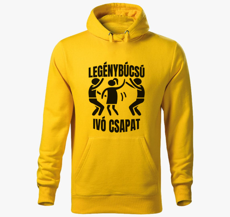 Legénybúcsú ivó csapat legénybúcsúra kapucnis pulóver — Sárga