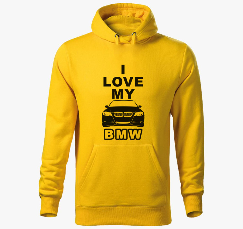 I love my BMW kapucnis pulóver — Sárga