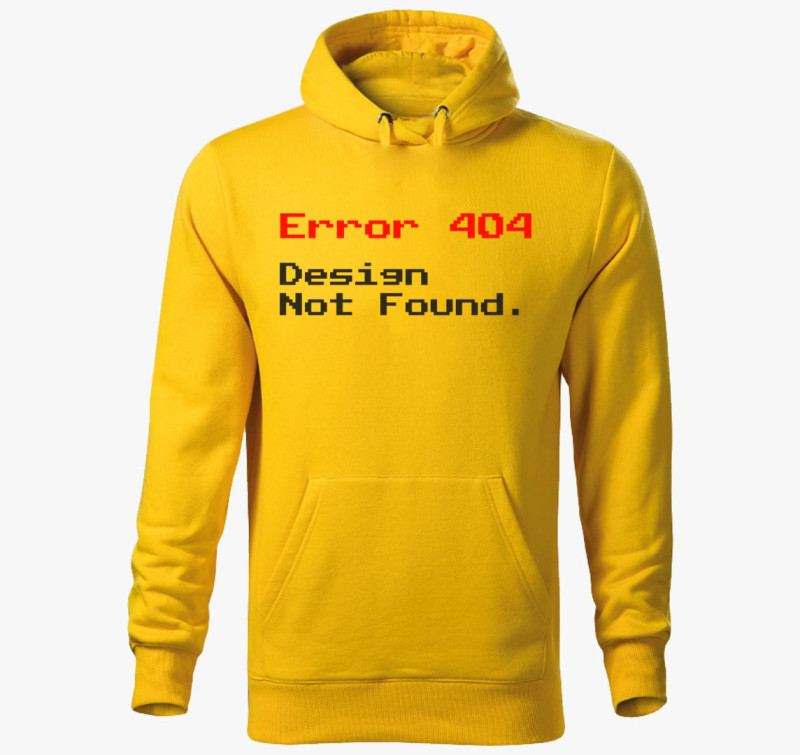 Error 404 Design Not Found pixel kapucnis pulóver — Sárga