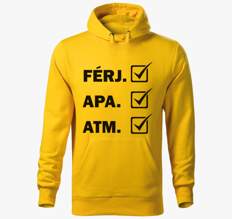 Apa Férj ATM kapucnis pulóver — Sárga