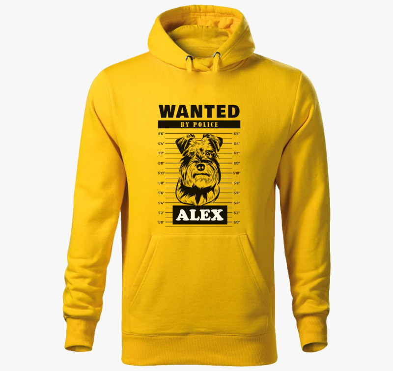 Schnauzer wanted kapucnis pulóver — Sárga