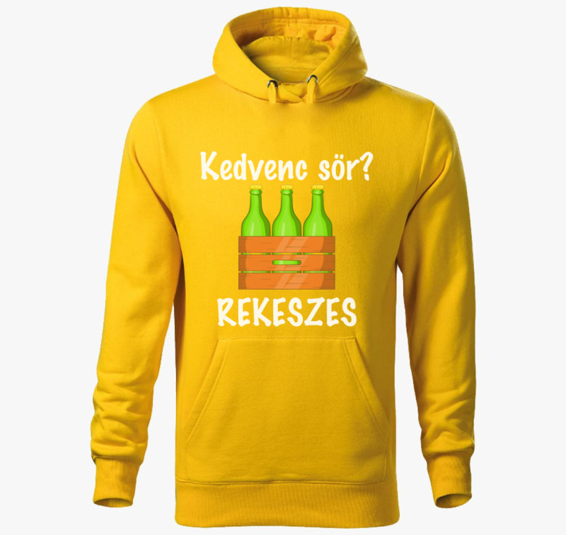 Kedvenc sör? rekeszes kapucnis pulóver — Sárga