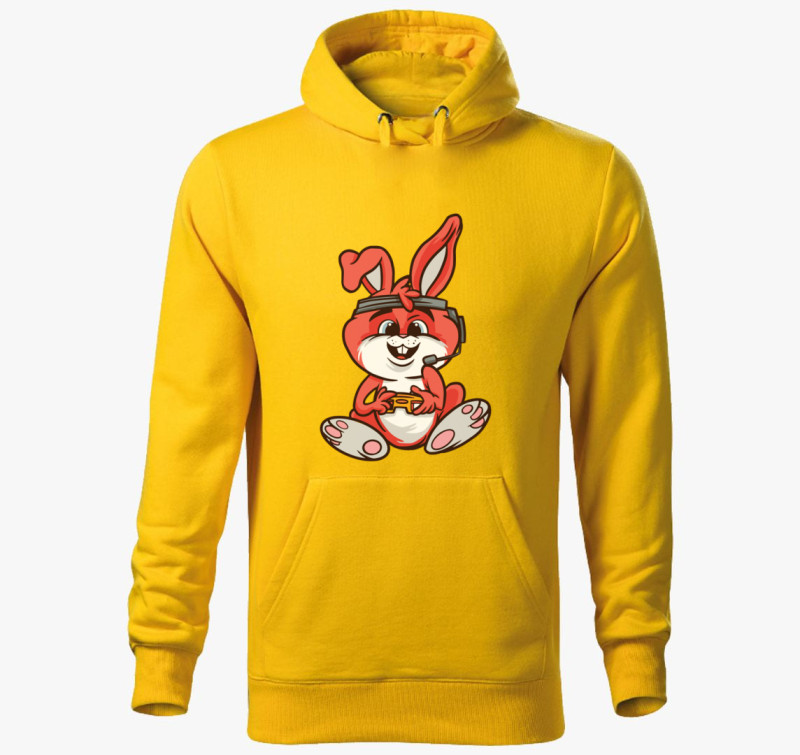 Gamer nyuszi kapucnis pulóver — Sárga