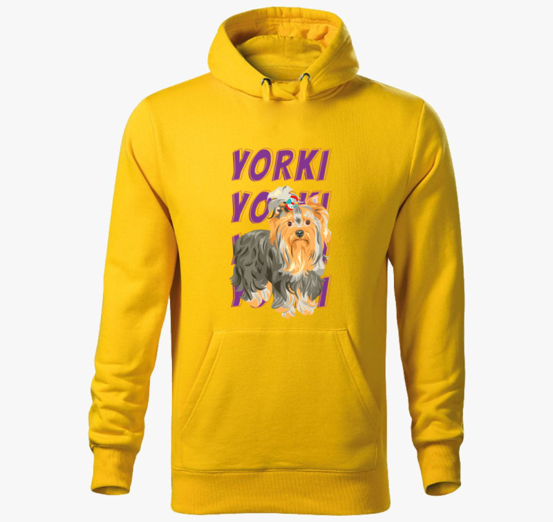 Yorki mintás kapucnis pulóver — Sárga