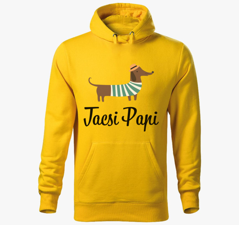 Tacsi papi kapucnis pulóver — Sárga