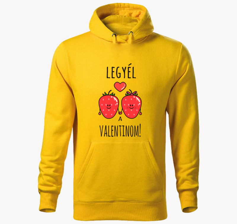 Legyél a Valentinom kapucnis pulóver — Sárga