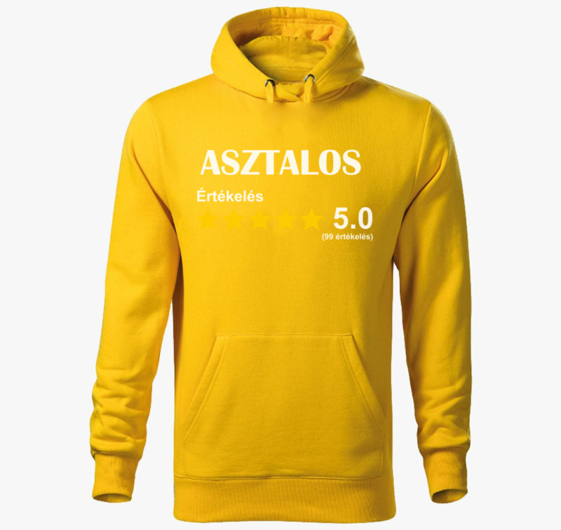 Asztalos értékelős kapucnis pulóver — Sárga