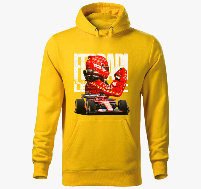 Charles Leclerc Ferrari kapucnis pulóver — Sárga