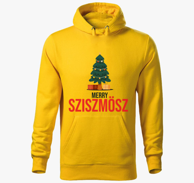 Merry Sziszmösz kapucnis pulóver — Sárga