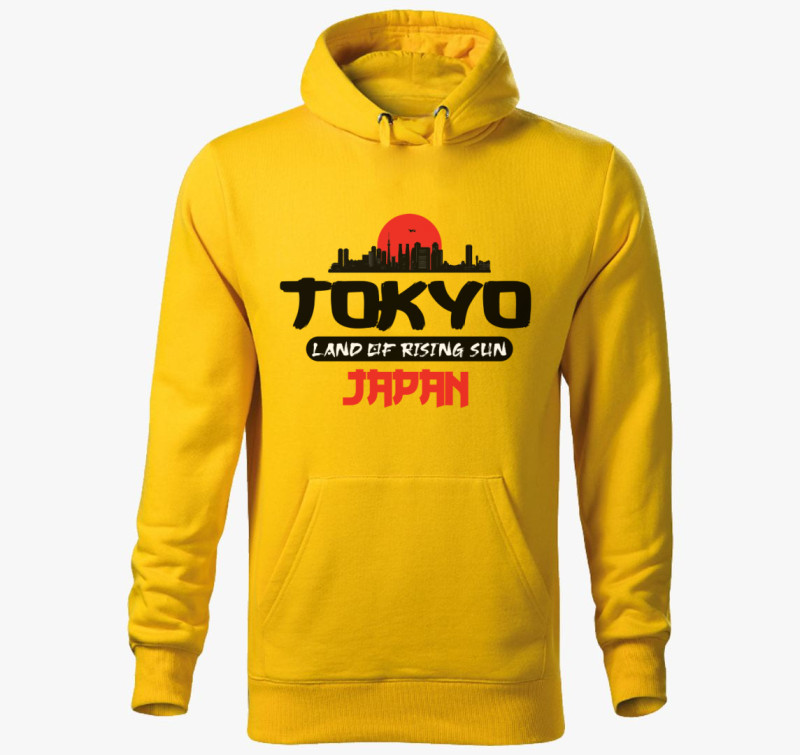 Tokyo város kapucnis pulóver — Sárga