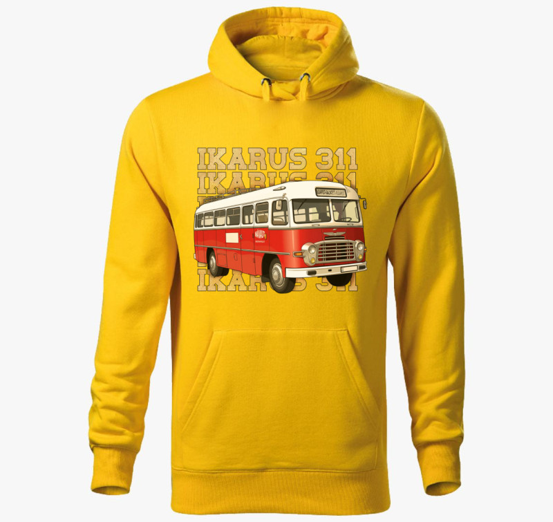 Ikarus 311 Busz kapucnis pulóver — Sárga