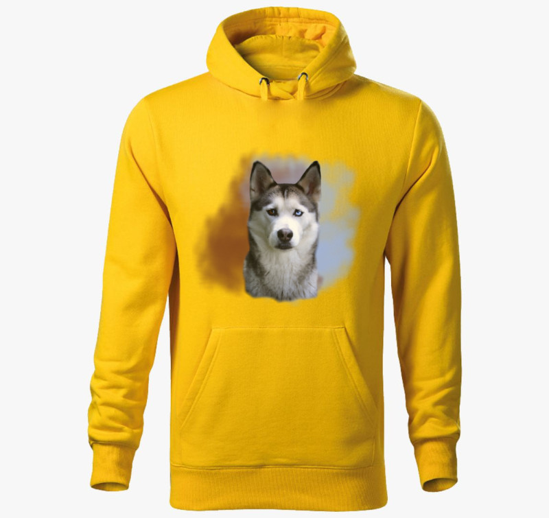 Husky kapucnis pulóver — Sárga